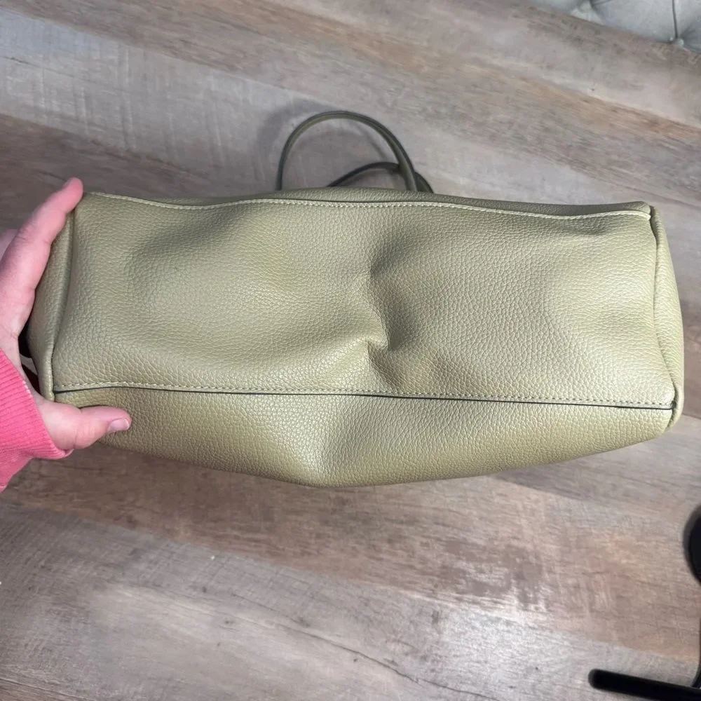 Nanette Lepore Sage Green Leather Shoulder Bag Tote Purse